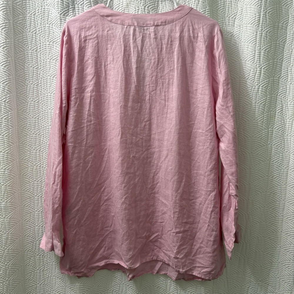 Lauren Ralph Lauren Women's Pink 100% Linen Quiet Luxury 1X Top Blouse - Picture 5 of 6